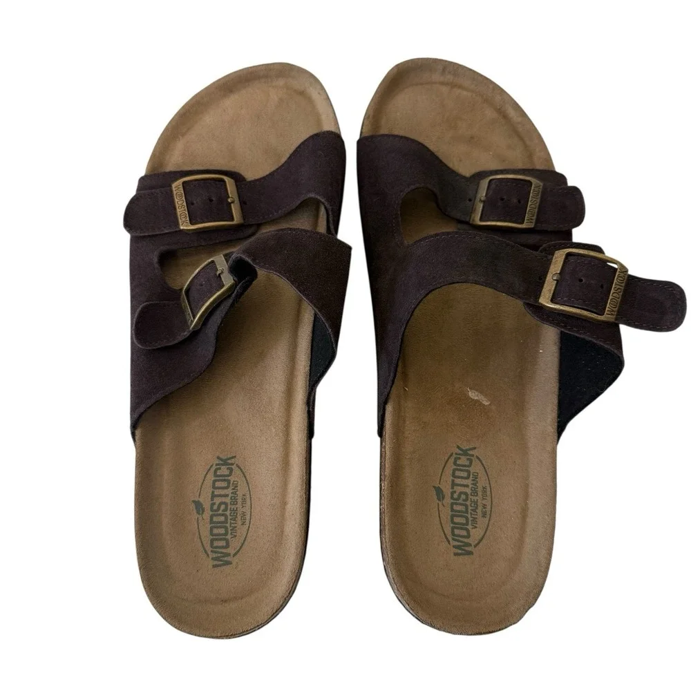 Woodstock Vintage Brand Bert Brown‎ Leather Double  Strap Sandals 11M #S2